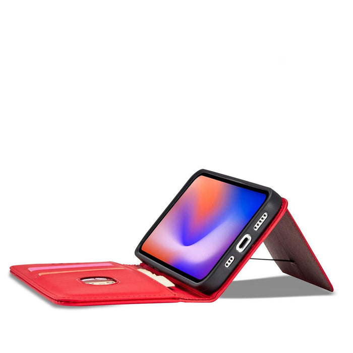 Magnet Card Case for iPhone 12 Pro Pouch Card Wallet Card Holder Red