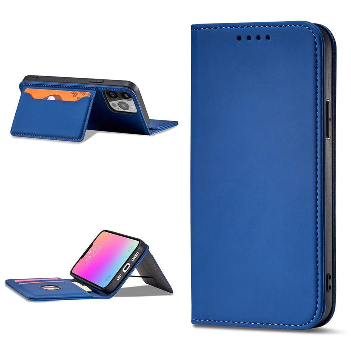 Magnet Card Case for iPhone 13 Pro Max Pouch Card Wallet Card Holder Blue