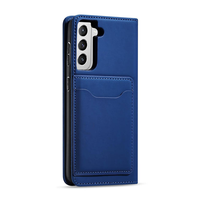Magnet Card Case Case for Samsung Galaxy S22 + (S22 Plus) Pouch Wallet Card Holder Blue