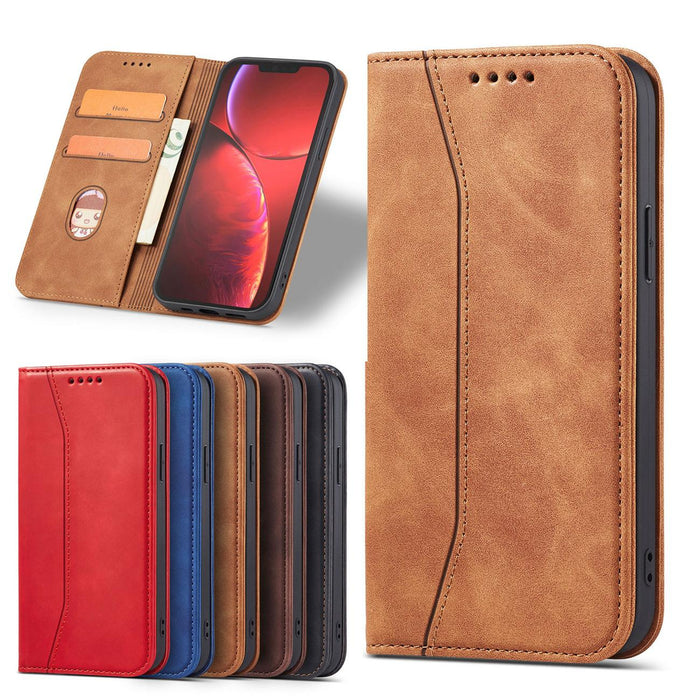 Magnet Fancy Case Case for iPhone 13 Pro Max Pouch Card Wallet Card Holder Brown