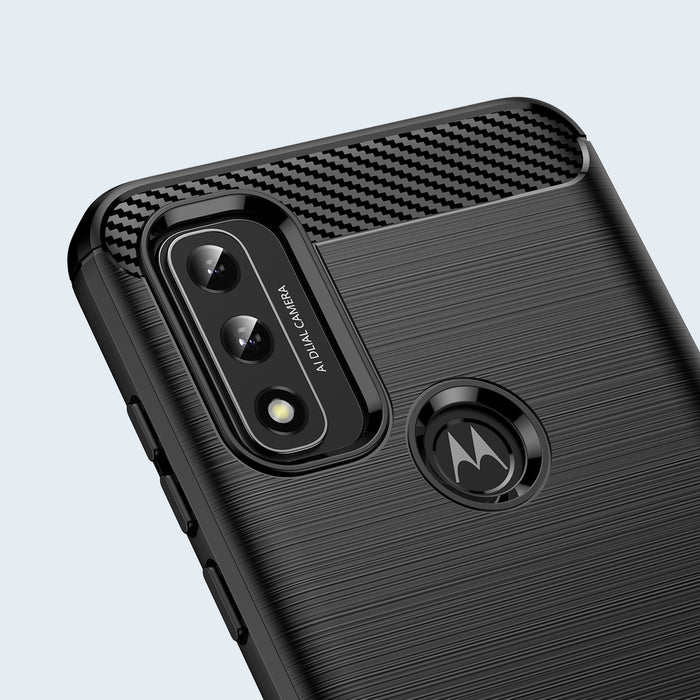 Carbon Case Flexible Cover Sleeve Motorola Moto G Play 2022 black