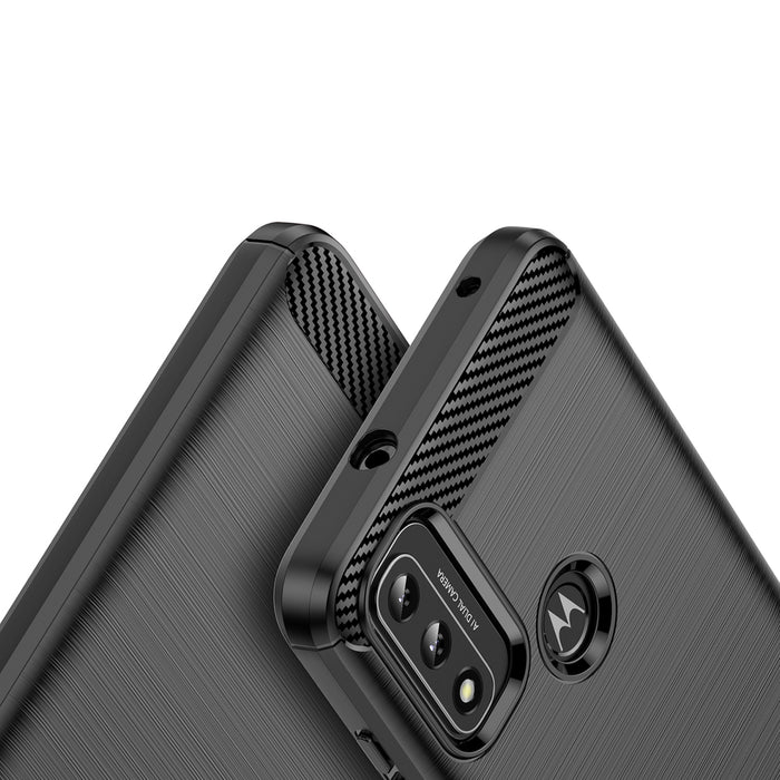 Carbon Case Flexible Cover Sleeve Motorola Moto G Play 2022 black