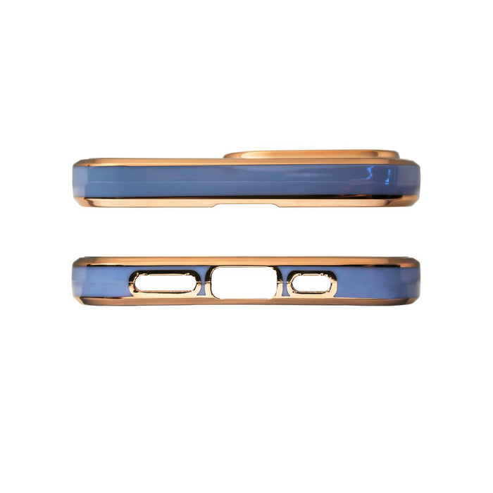 Lighting Color Case for iPhone 12 Pro Max blue gel cover with gold frame