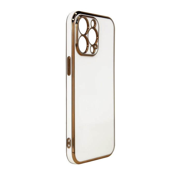 Lighting Color Case for Samsung Galaxy A12 5G gold frame gel cover white