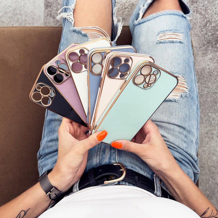 Lighting Color Case for Xiaomi Redmi Note 11 gel cover with gold frame mint