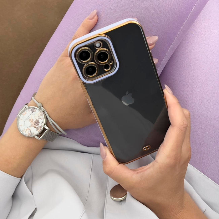 Fashion Case for iPhone 12 Gold Frame Gel Cover Red