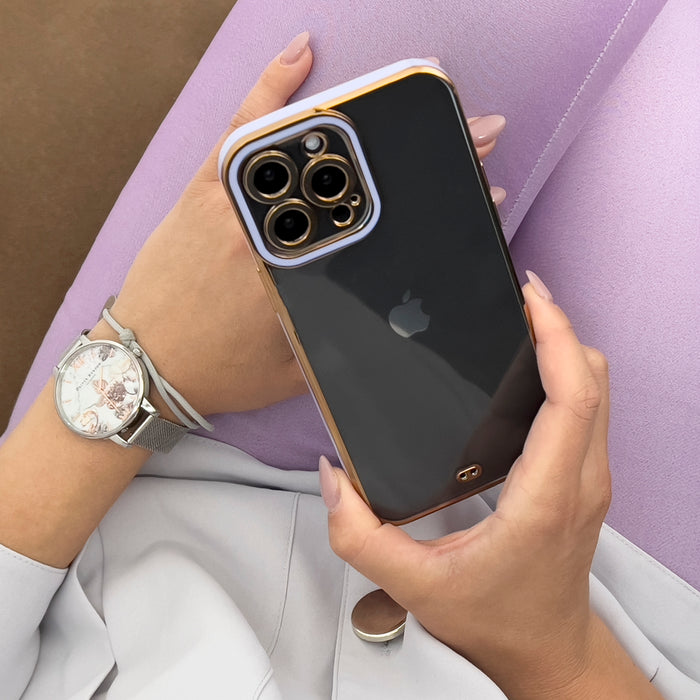 Fashion Case for iPhone 13 Pro Gold Frame Gel Cover Red