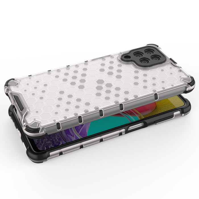 Honeycomb case armored cover with a gel frame for Samsung Galaxy M53 5G transparent