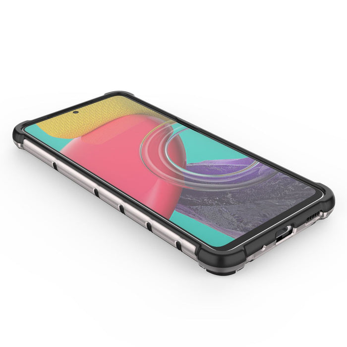 Honeycomb case armored cover with a gel frame for Samsung Galaxy M53 5G transparent