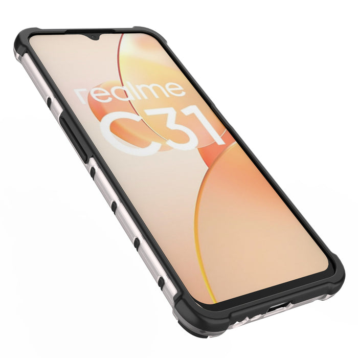 Honeycomb case armored cover with a gel frame Realme C31 transparent