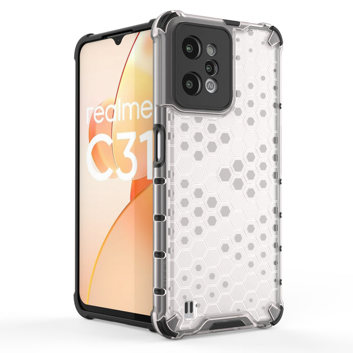 Honeycomb case armored cover with a gel frame Realme C31 transparent