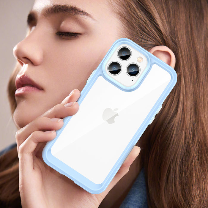 Outer Space Case iPhone 14 Pro hard cover with a gel frame blue