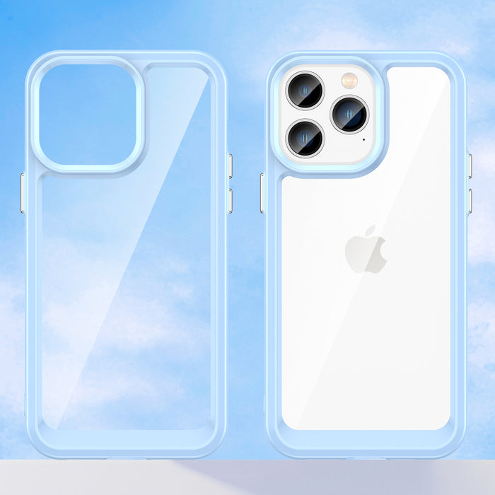Outer Space Case iPhone 14 Pro Max hard case with a gel frame blue