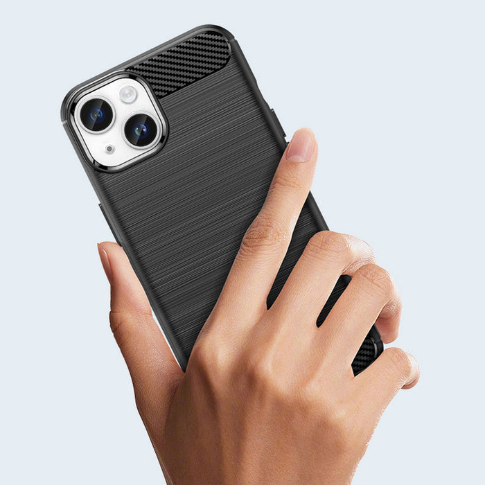 Carbon Case for iPhone 14 Plus flexible gel back cover black