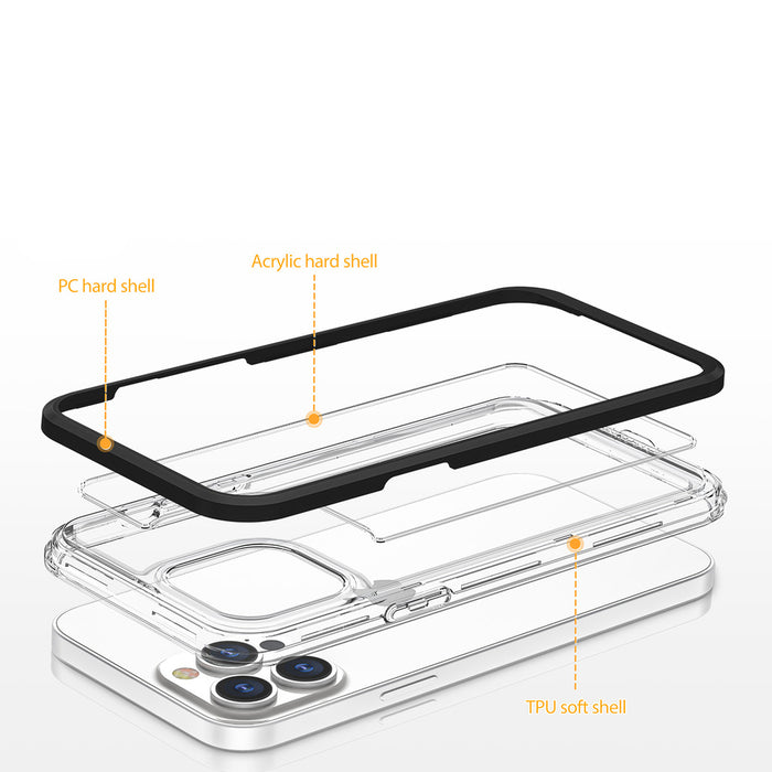 Clear 3in1 case for iPhone 14 Plus silicone cover with frame black