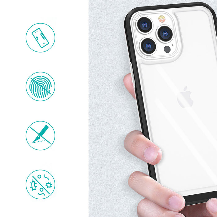 Clear 3in1 case for iPhone 14 Pro silicone cover with frame black