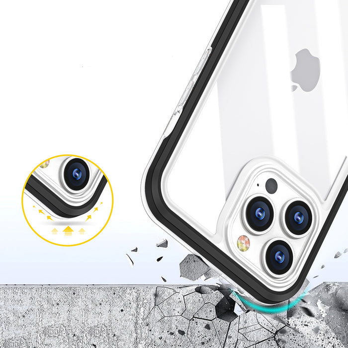 Clear 3in1 case for iPhone 14 Pro silicone cover with frame black
