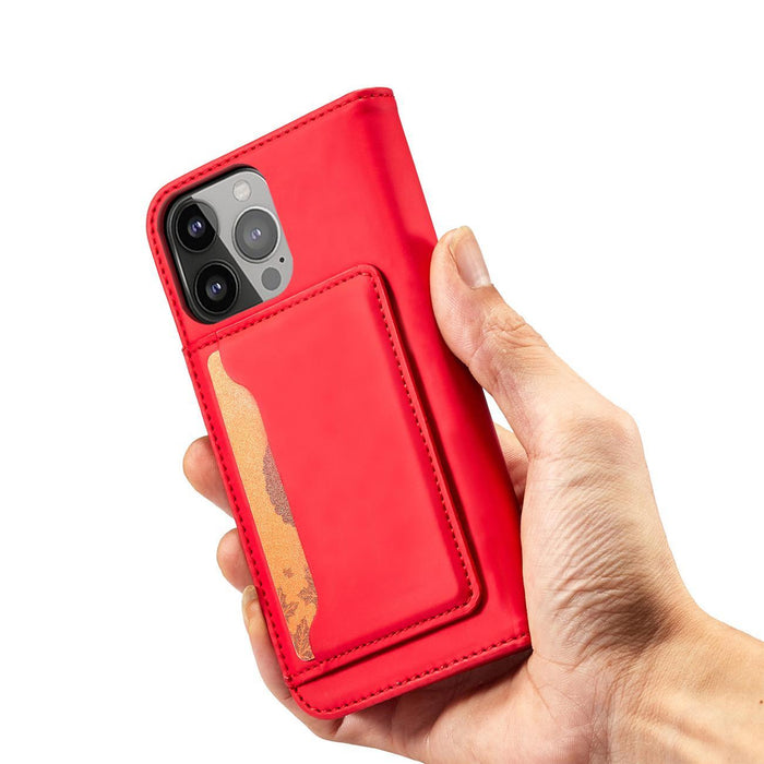 Magnet Card Case case for iPhone 14 Pro flip cover wallet stand red