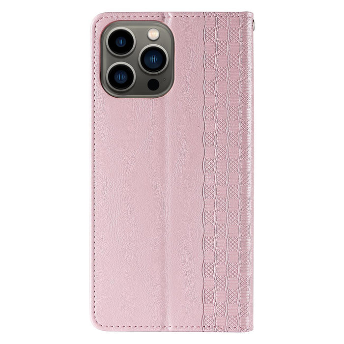 Magnet Strap Case iPhone 14 Case Flip Wallet Mini Lanyard Stand Pink