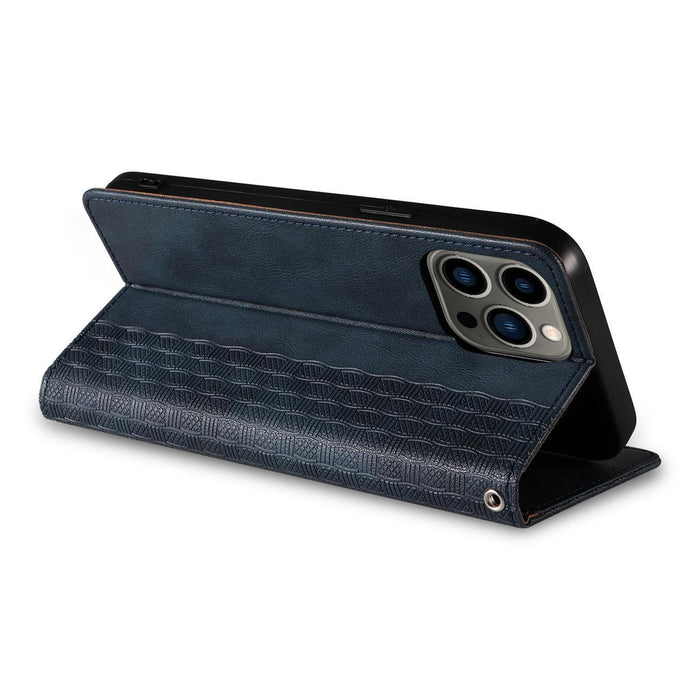 Magnet Strap Case Case for iPhone 14 Plus Flip Wallet Mini Lanyard Stand Blue