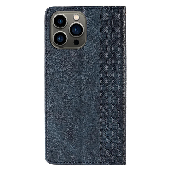 Magnet Strap Case Case for iPhone 14 Plus Flip Wallet Mini Lanyard Stand Blue