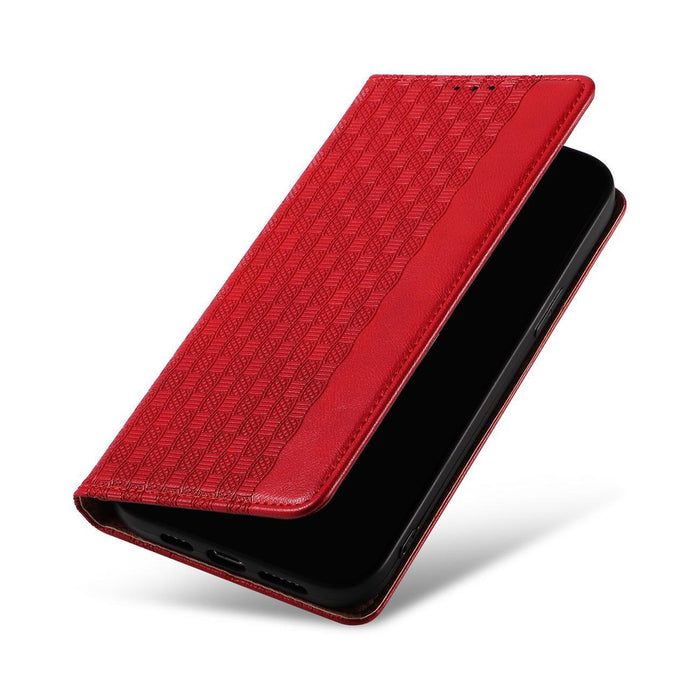Magnet Strap Case iPhone 14 Plus Case with Flip Wallet Mini Lanyard Stand Red