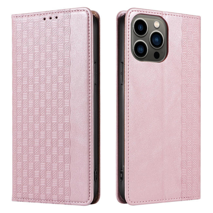 Magnet Strap Case Case for iPhone 14 Plus Flip Wallet Mini Lanyard Stand Pink