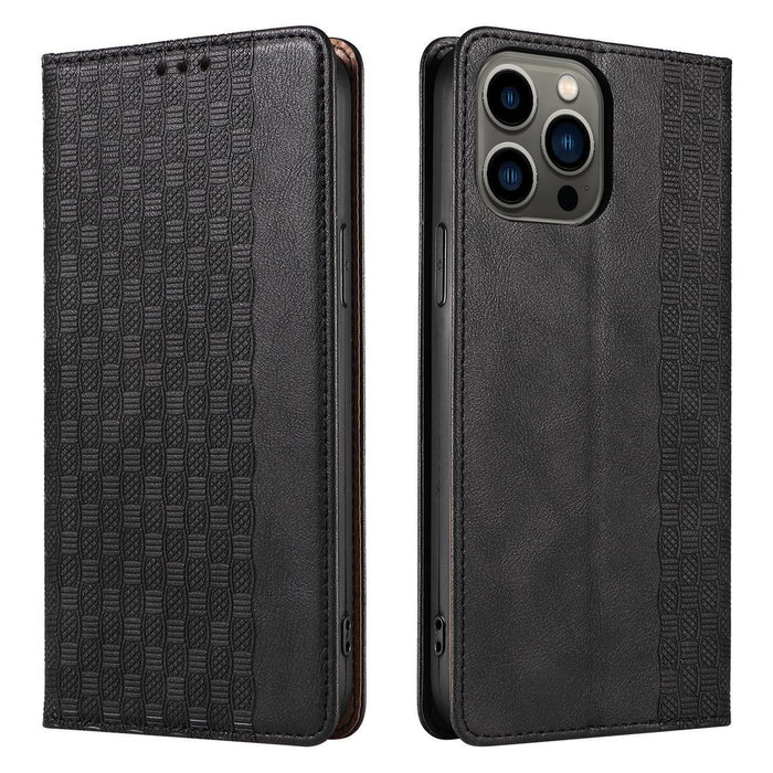 Magnet Strap Case for iPhone 14 Pro Flip Wallet Mini Lanyard Stand Black