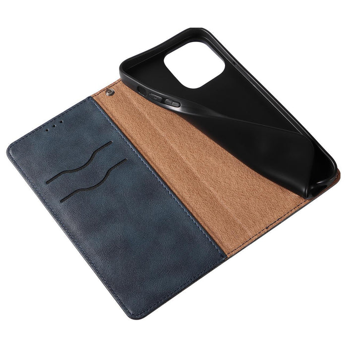 Magnet Strap Case iPhone 14 Pro Flip Wallet Mini Lanyard Stand Blue