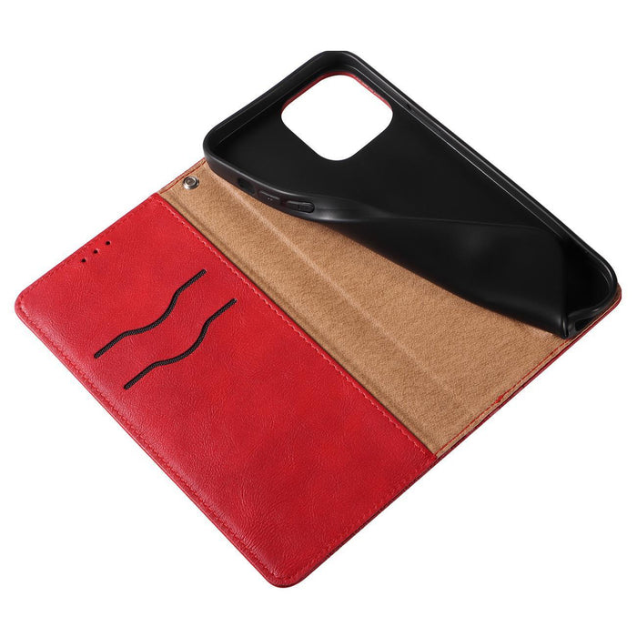 Magnet Strap Case iPhone 14 Pro Case with Flip Wallet Mini Lanyard Stand Red