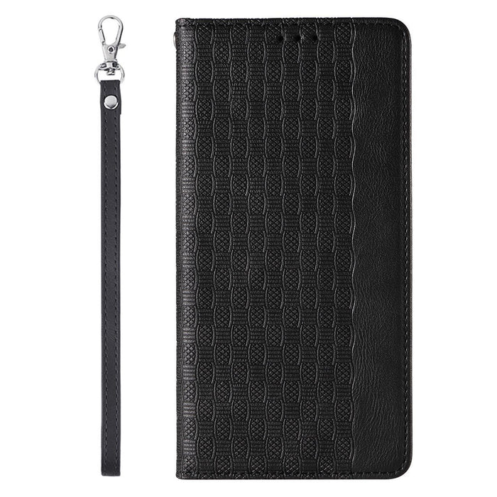 Magnet Strap Case Case for iPhone 14 Pro Max Flip Wallet Mini Lanyard Stand Black