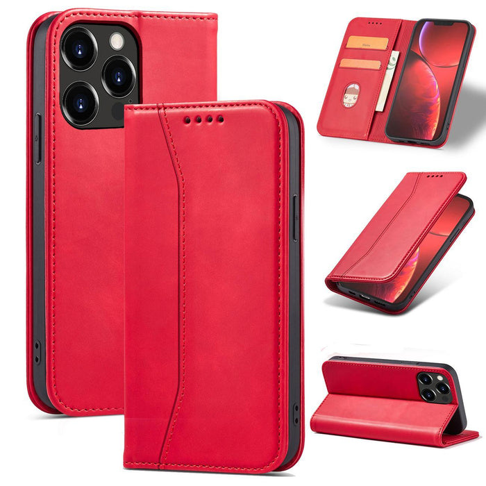 Magnet Fancy Case case for iPhone 14 Pro Max flip cover wallet stand red