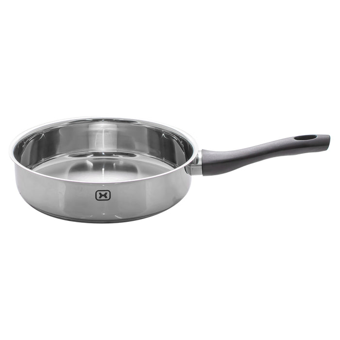 PAN WITH THREE-LAYER 28 CM CHROME