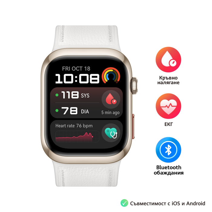 Huawei Watch D2 LCA-B11, Gold, 1.82" Amoled, Airbag/Strap Size 26mm, Ambulatory 24H Blood Pressure, HR monitoring PPG 6.0, Rotating crown, IP68,  Speaker&Micophone, Dual-band, Battery 524mAh