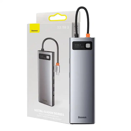 Hub 11in1 Baseus Metal Gleam Series USB-C to 3x USB 3.0 + 2x HDMI + USB-C PD + Ethernet RJ45 + microSD/SD + VGA + AUX