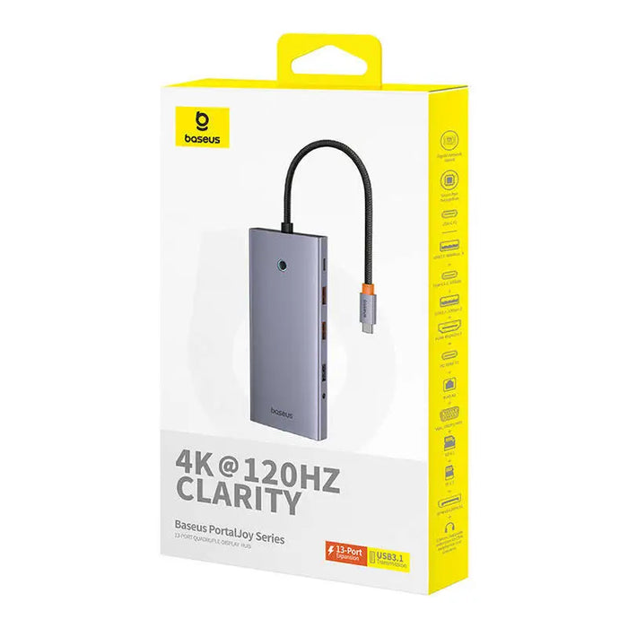 Hub 13in1 Baseus PortalJoy USB-C to HDMI + DP + VGA + C + USB + PD + RJ45 + SD/TF + 3.5mm (grey) - Hubs<<<IT