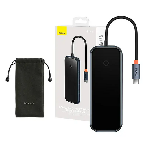 Hub 5in1 Baseus AcmeJoy series USB-C to 2xUSB 3.0 + USB 2.0 + USB-C PD + HDMI (dark grey) - Hubs<<<IT