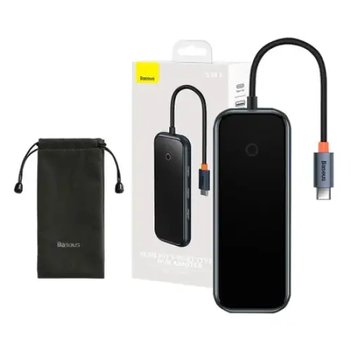 Hub 5in1 Baseus AcmeJoy series USB-C to 2xUSB 3.0 + USB 2.0 + USB-C PD + HDMI (dark grey) - Hubs<<<IT