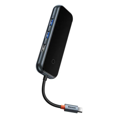 Hub 5in1 Baseus AcmeJoy series USB-C to 2xUSB 3.0 + USB 2.0 + USB-C PD + RJ45 (dark grey) - Hubs<<<IT