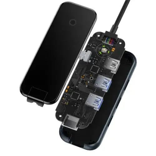 Hub 5in1 Baseus AcmeJoy series USB-C to 2xUSB 3.0 + USB 2.0 + USB-C PD + RJ45 (dark grey) - Hubs<<<IT