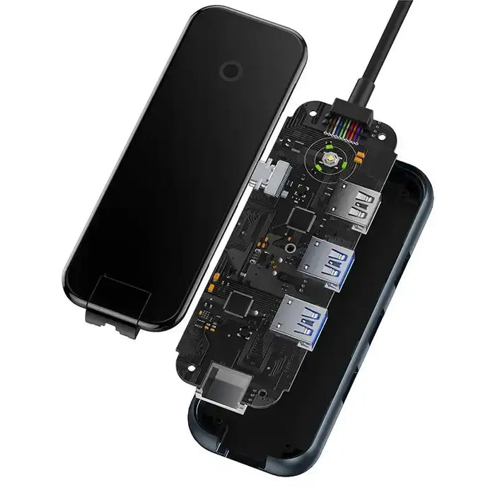 Hub 5in1 Baseus AcmeJoy series USB-C to 2xUSB 3.0 + USB 2.0 + USB-C PD + RJ45 (dark grey) - Hubs<<<IT