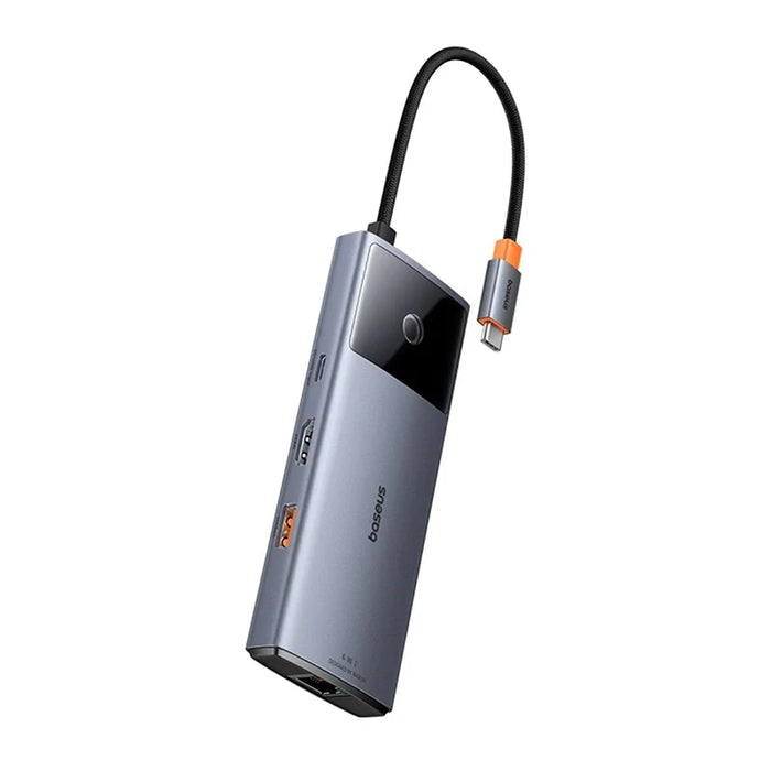 Hub 6in1 Baseus Metal Gleam 2 Series USB-C to 2xUSB 3.0 +USB-C + HDMI + USB-C PD + Ethernet RJ45 - Hubs<<<IT