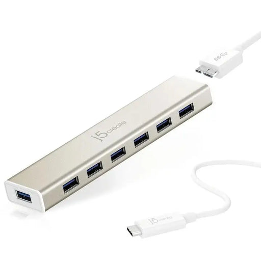Hub 7-port J5 Create USB-C JCH377 USB 3.0 1:7 White - USB хъбове<<<Компютърна периферия<<<ValiAPI