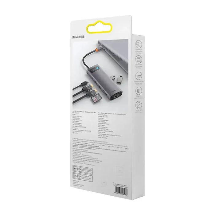 Hub 9in1 Baseus Metal Gleam Series USB-C to 2x USB 3.0 + 2x HDMI + USB 2.0 + USB-C PD + Ethernet RJ45 + microSD/SD