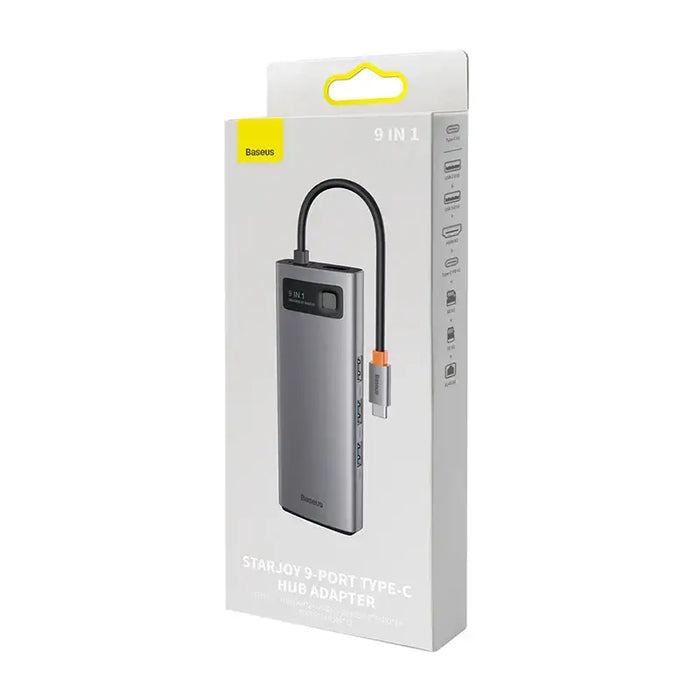 Hub 9in1 Baseus Metal Gleam Series USB-C to 2x USB 3.0 + 2x HDMI + USB 2.0 + USB-C PD + Ethernet RJ45 + microSD/SD