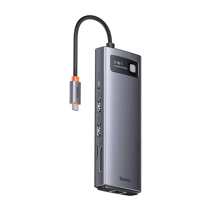 Hub 9in1 Baseus Metal Gleam Series USB-C to 2x USB 3.0 + 2x HDMI + USB 2.0 + USB-C PD + Ethernet RJ45 + microSD/SD