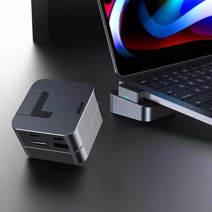 Hub Joyroom S-H121 USB-C stand - USB-A 3.0 / RJ45 / HDMI / USB-C / Thunderbolt for MacBook Pro - gray - USB