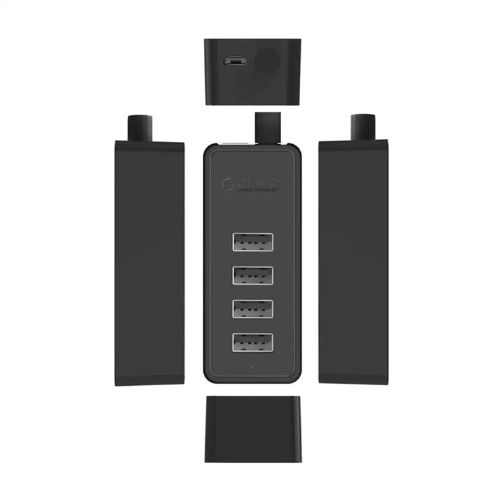 Hub Orico W5P-U2-100 4x USB-A 2.0 + microUSB 5V 1m - black - USB hubs<<<HurtelXML