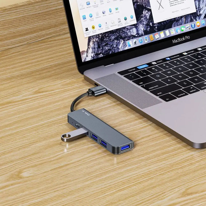 HUB Tech-Protect V0 5in1 USB-A - USB-A 3.0 / 3x USB-A 2.0 / USB-C - gray - USB hubs<<<HurtelXML