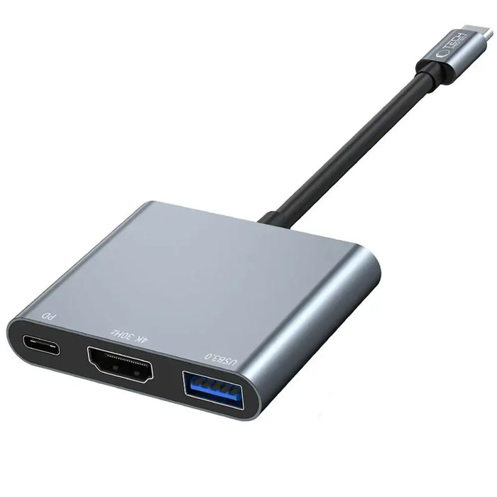 HUB Tech-Protect V1 3in1 USB-C - USB-A 3.0 / USB-C PD 100W / HDMI 4K 30Hz - gray - USB hubs<<<HurtelXML